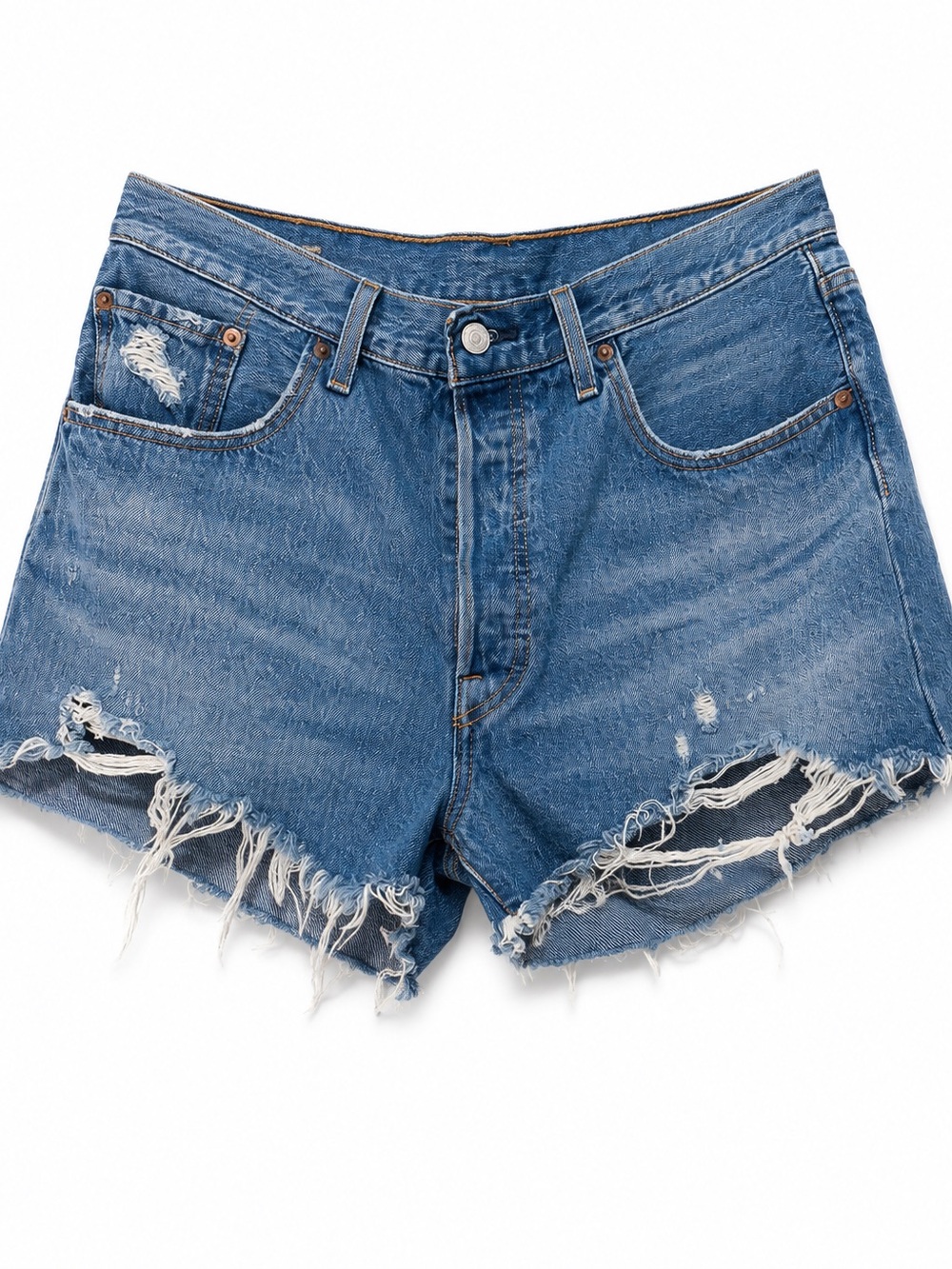 Levi’s 501 Blue Denim Frayed Hem Women's Shorts - Size 31